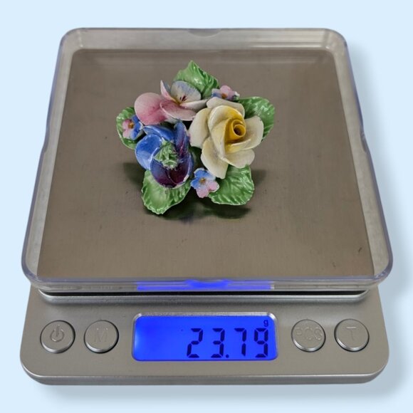 (2/$20) V. Denton China Painted Floral Brooch - Picture 7 of 7